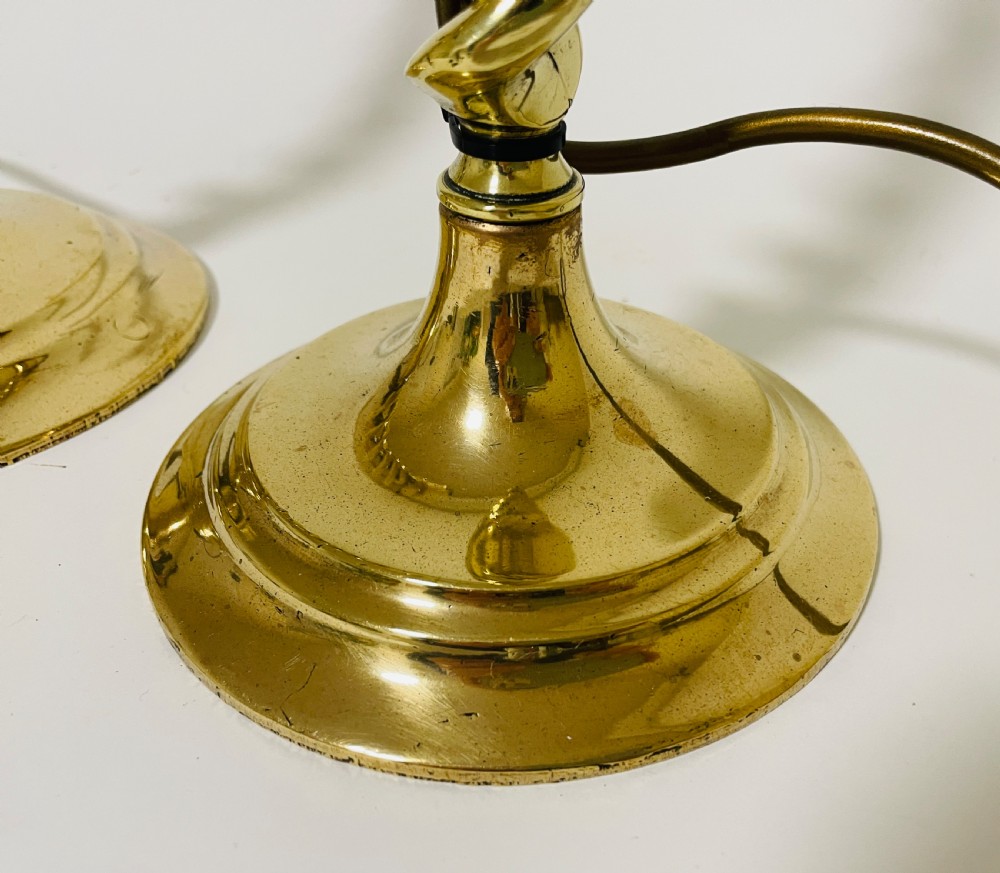 Pair of Antique Brass Candlestick Table Lamps View II