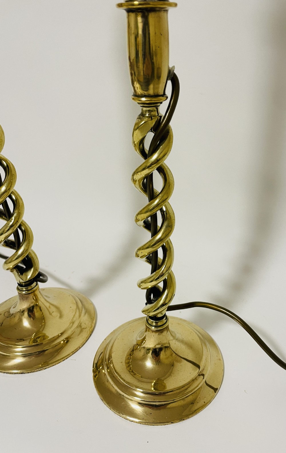 Pair of Antique Brass Candlestick Table Lamps View III