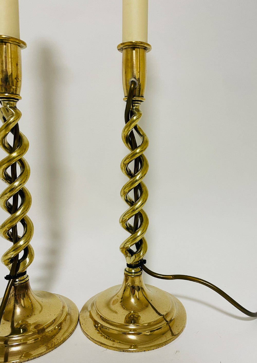 Pair of Antique Brass Candlestick Table Lamps View VII