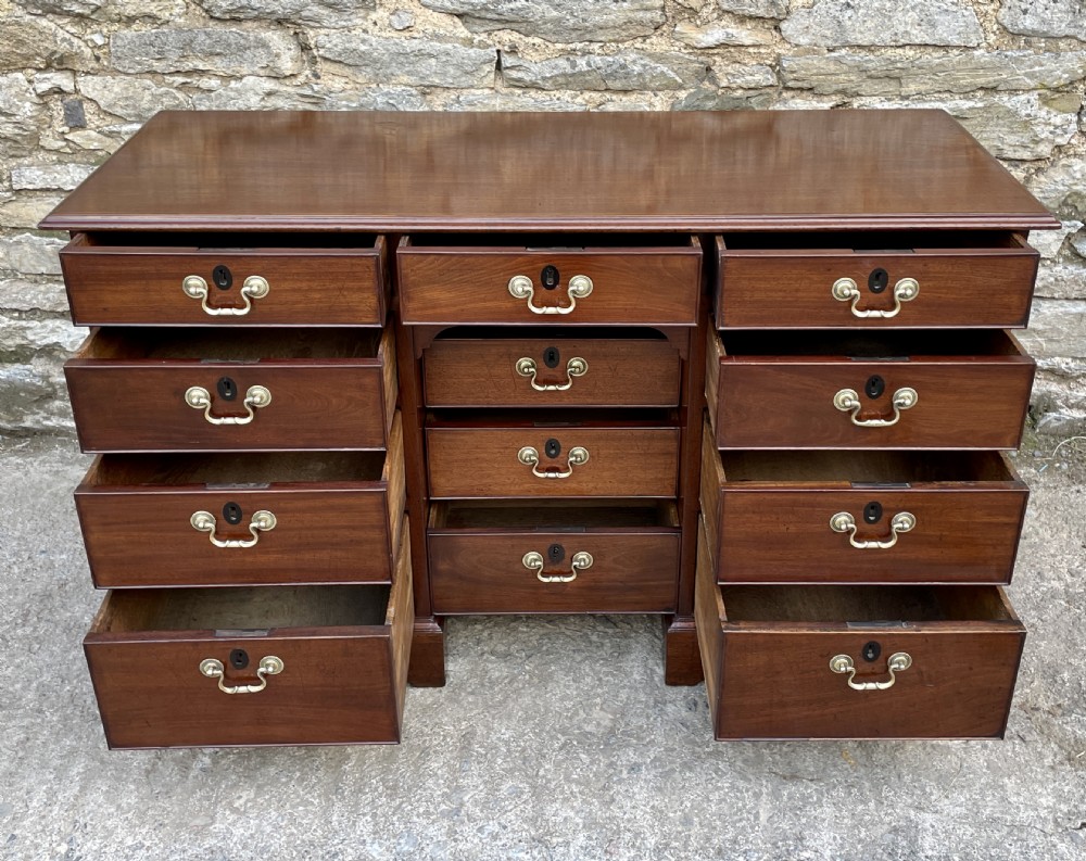 Antique Georgian Mahogany Kneehole Dressing Table View XVI