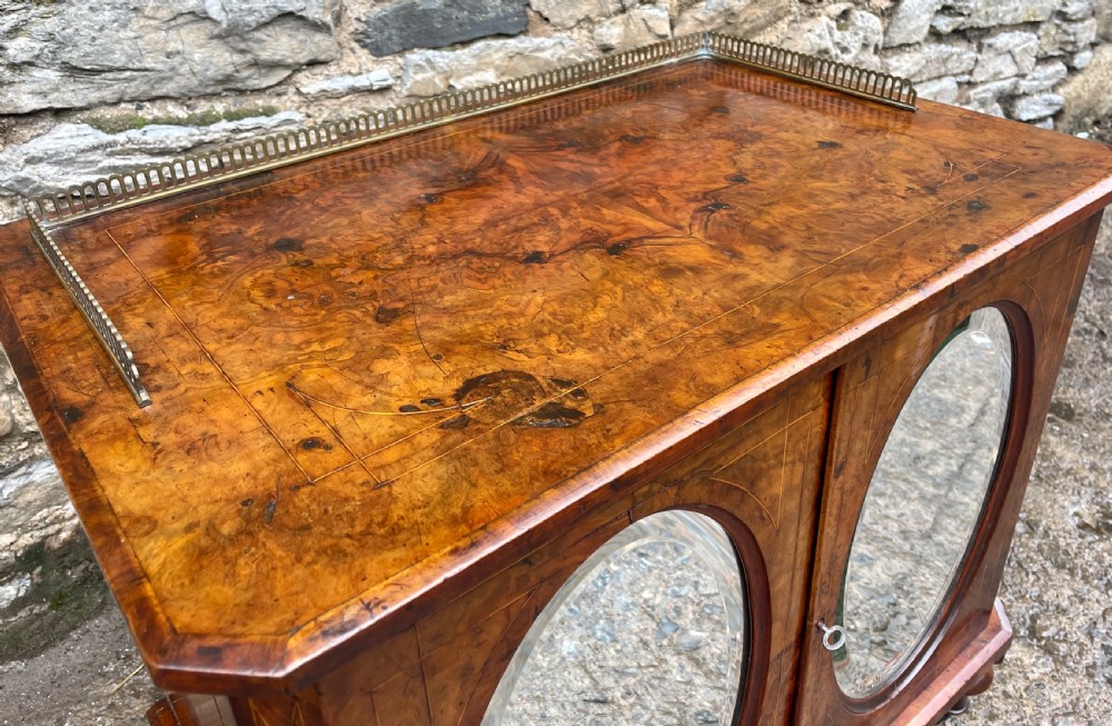 Small Victorian Burr Walnut Mirrored Cabinet View III