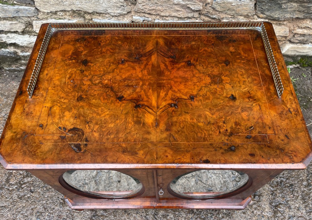 Small Victorian Burr Walnut Mirrored Cabinet View IV