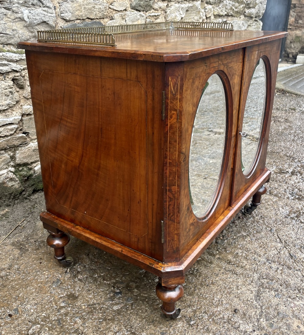 Small Victorian Burr Walnut Mirrored Cabinet View V