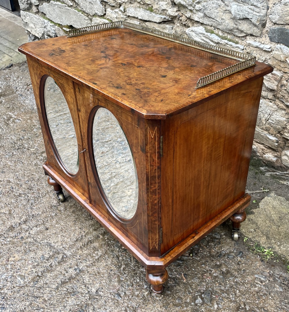 Small Victorian Burr Walnut Mirrored Cabinet View IX
