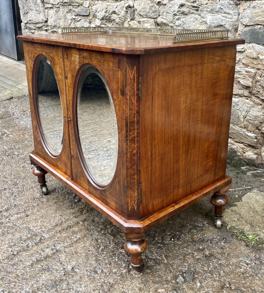 Small Victorian Burr Walnut Mirrored Cabinet View X