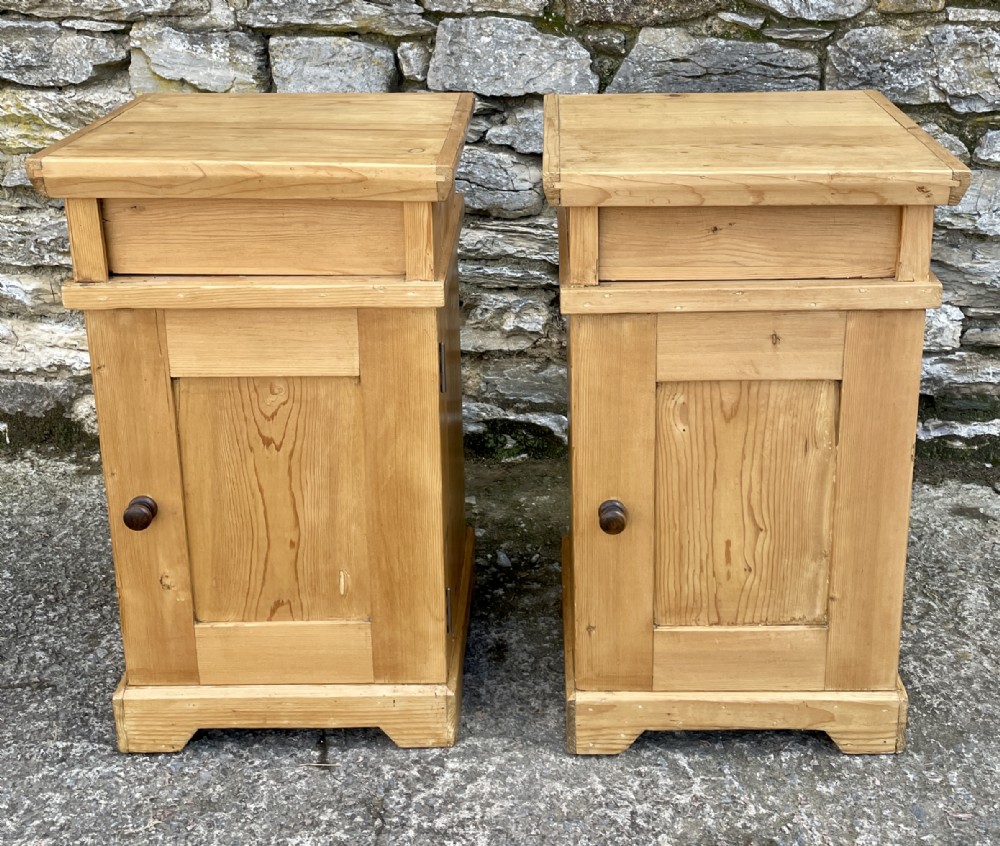 Pair of Antique Stripped Pine Bedsides