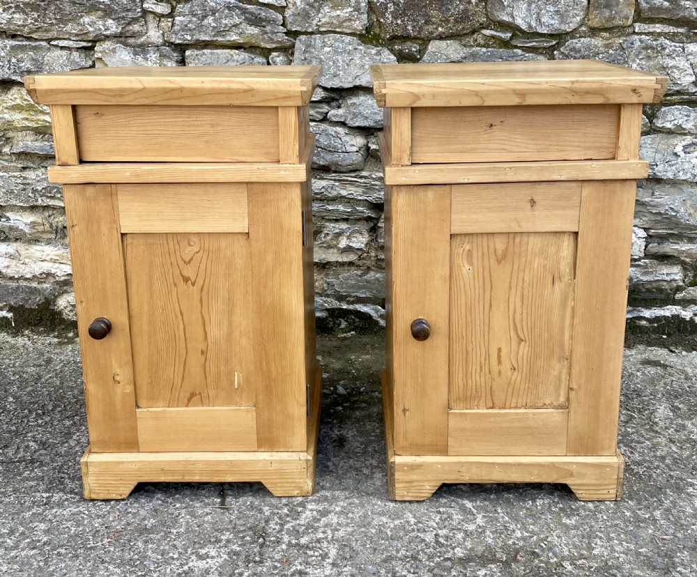 Pair of Antique Stripped Pine Bedsides View II