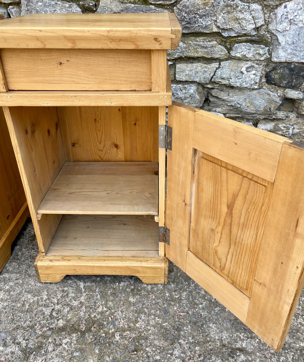 Pair of Antique Stripped Pine Bedsides View XIII
