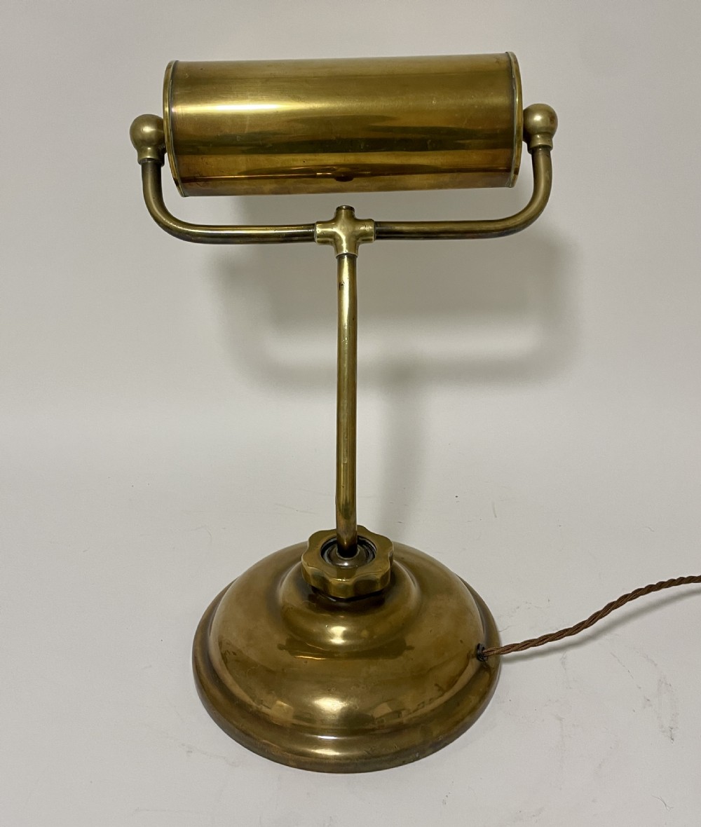 Antique Adjustable Brass Bankers Desk Lamp View VII