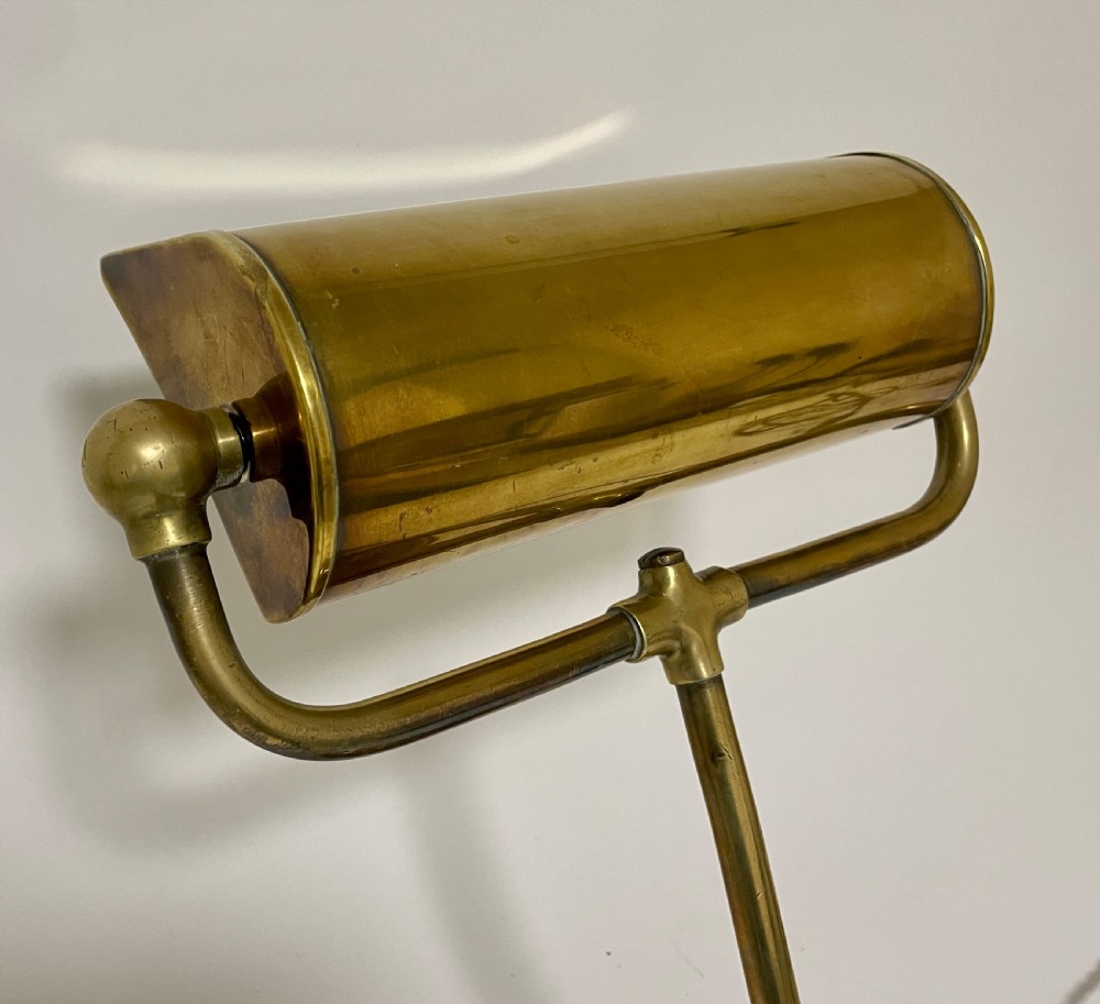 Antique Adjustable Brass Bankers Desk Lamp View VIII