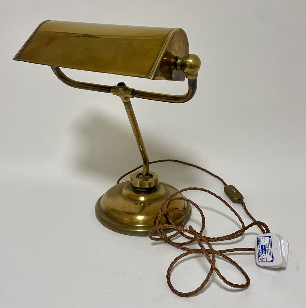 Antique Adjustable Brass Bankers Desk Lamp View XII