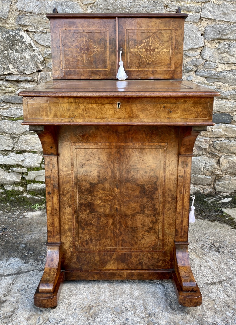 Antique Victorian Burr Walnut Davenport View XIV