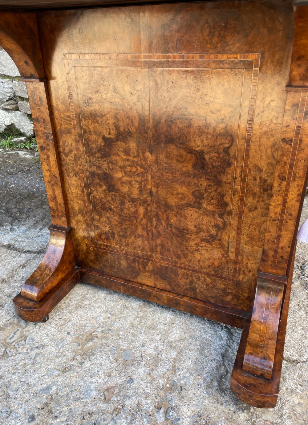 Antique Victorian Burr Walnut Davenport View XV