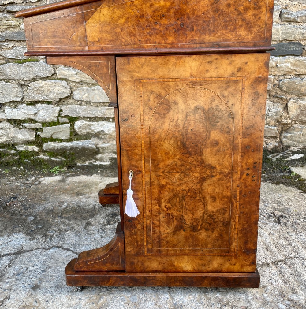 Antique Victorian Burr Walnut Davenport View XIX