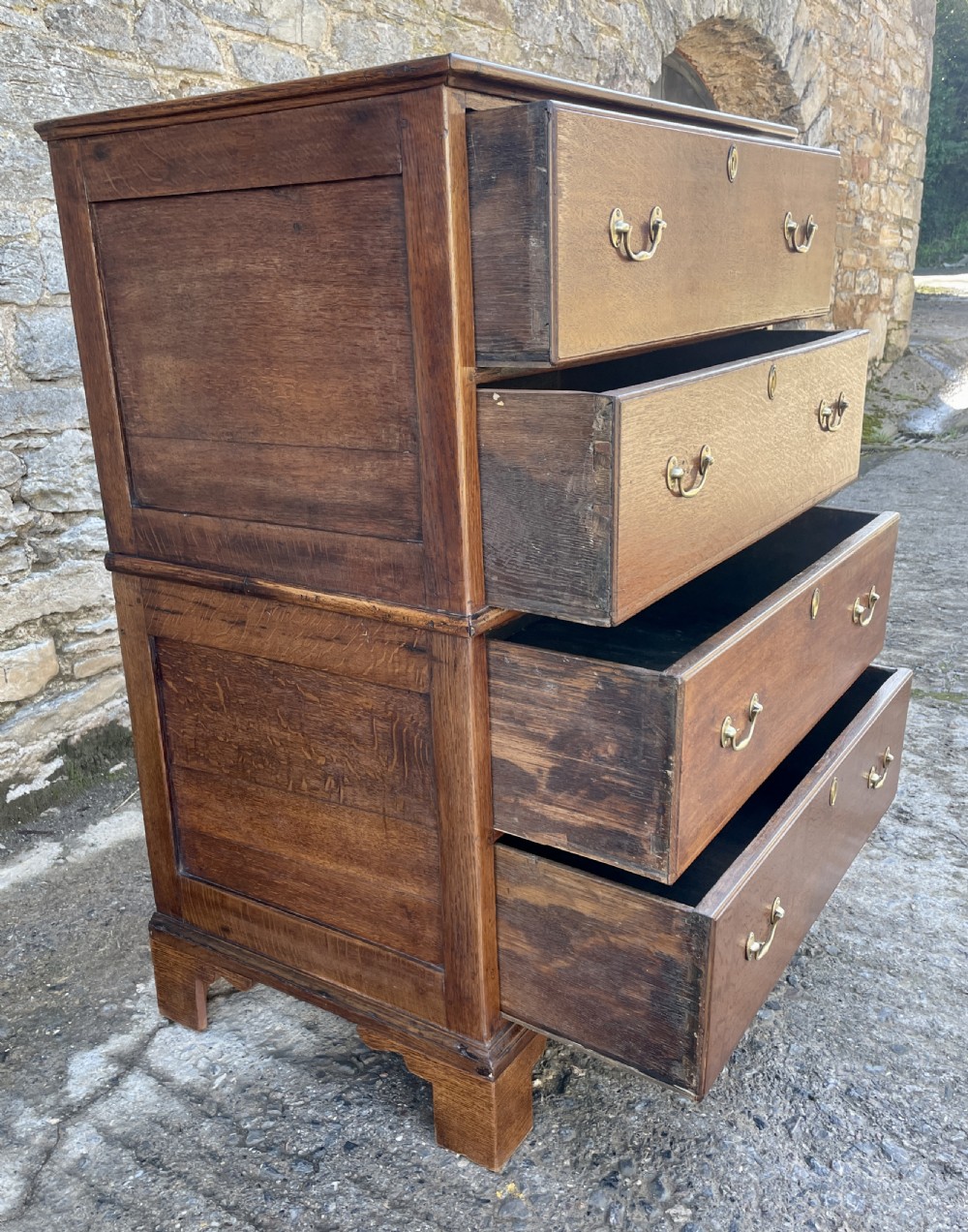18th Century Two-Part Oak Chest of Drawers View XIII