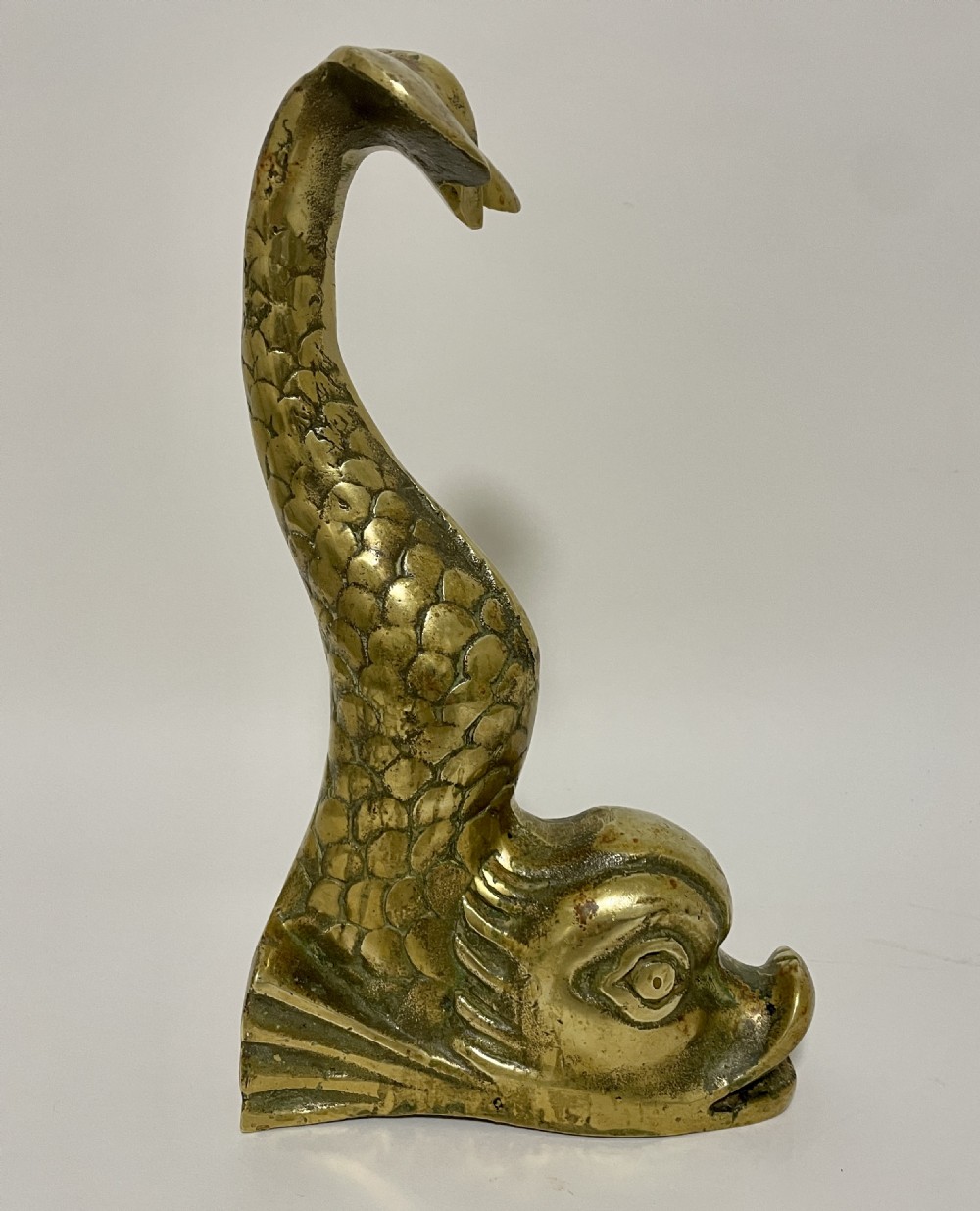 Antique Brass Dolphin Doorstop View V
