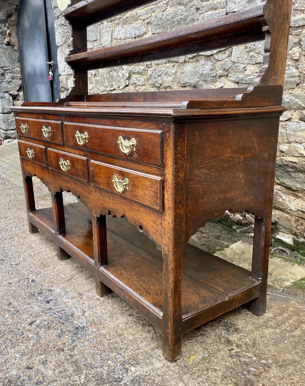 Georgian Oak Potboard Dresser View V