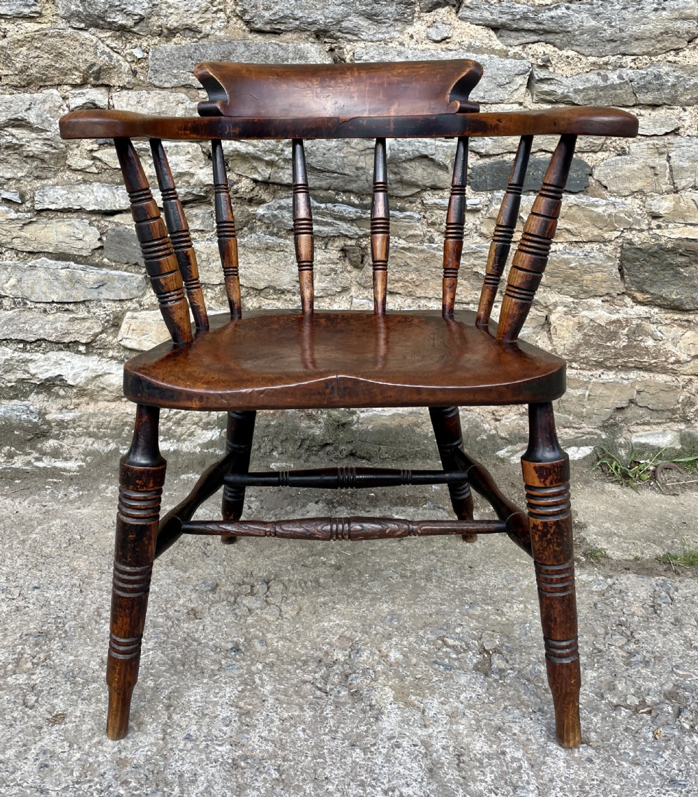 Victorian Elm Smokers Bow Armchair by Glenister High Wycombe View IV