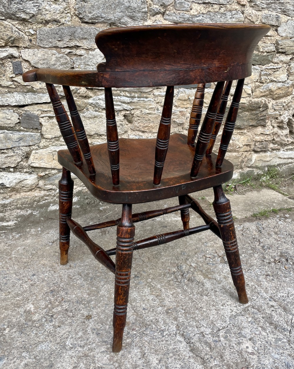 Victorian Elm Smokers Bow Armchair by Glenister High Wycombe View X
