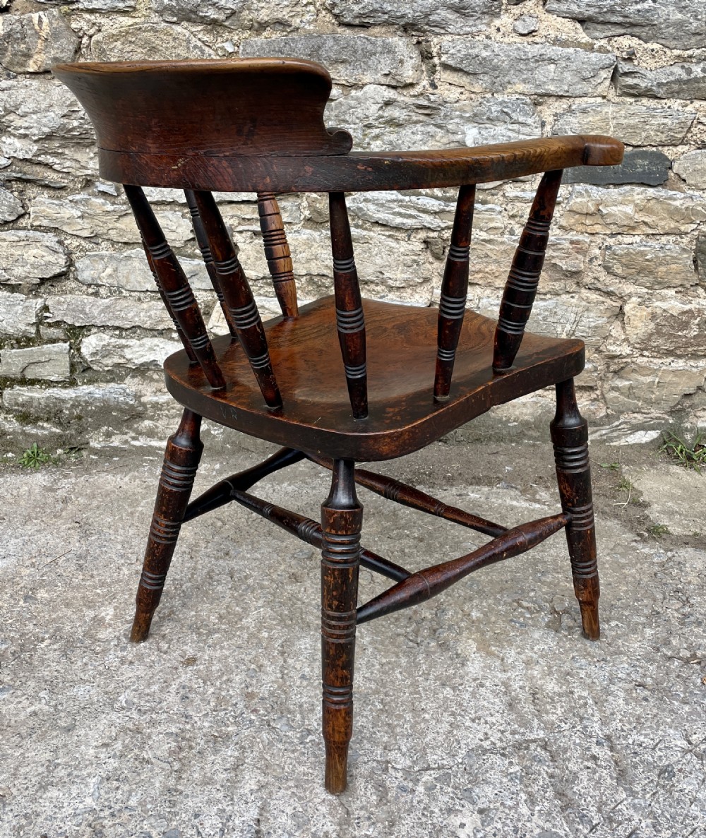 Victorian Elm Smokers Bow Armchair by Glenister High Wycombe View XI