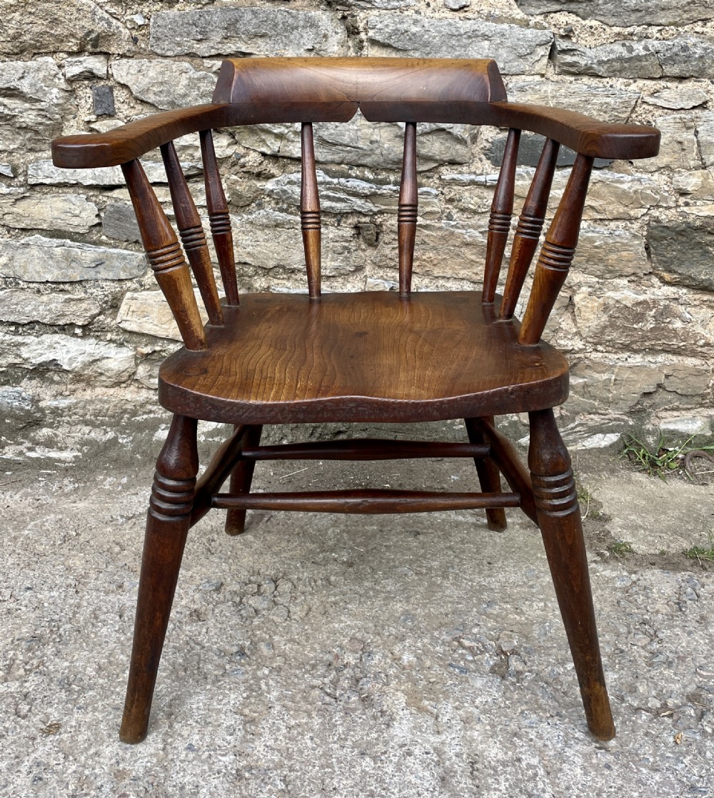 Antique Elm Seated Smoker’s Bow Armchair View II