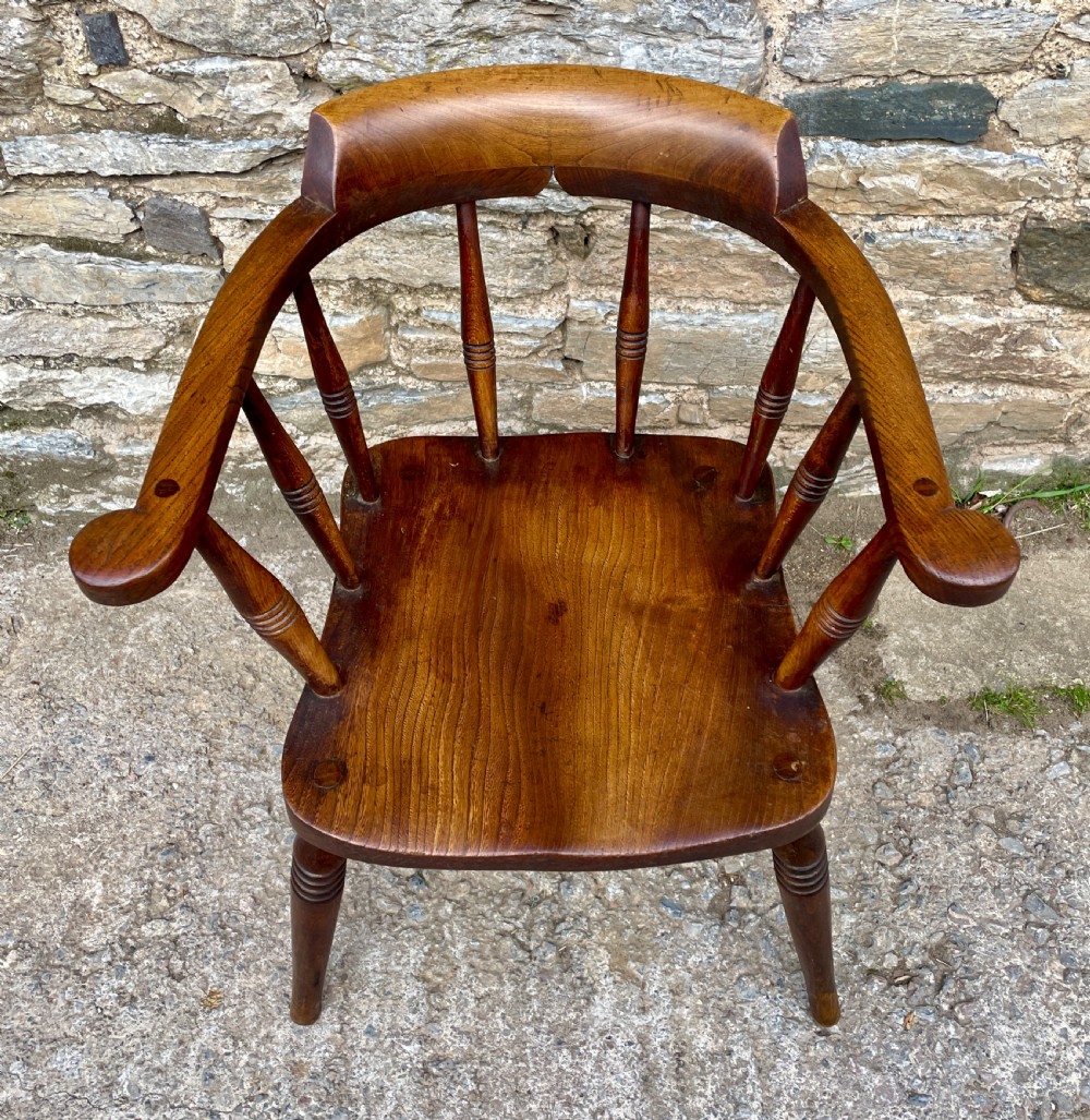 Antique Elm Seated Smoker’s Bow Armchair View III