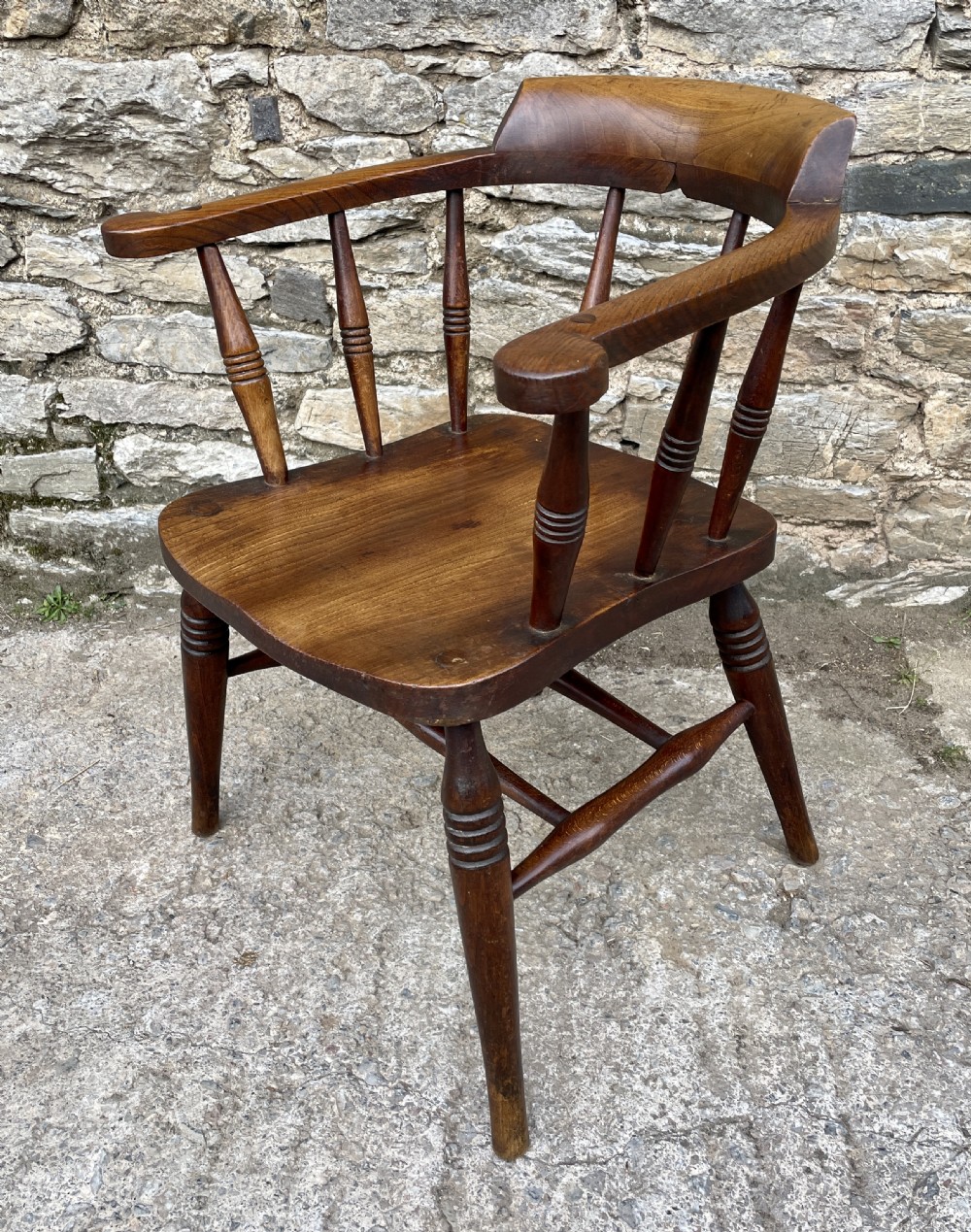 Antique Elm Seated Smoker’s Bow Armchair View IV