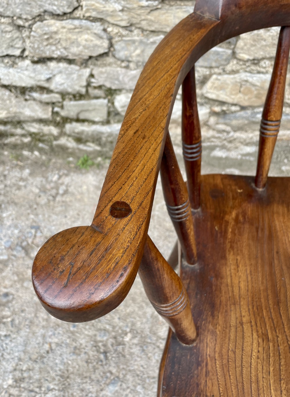 Antique Elm Seated Smoker’s Bow Armchair View XIV