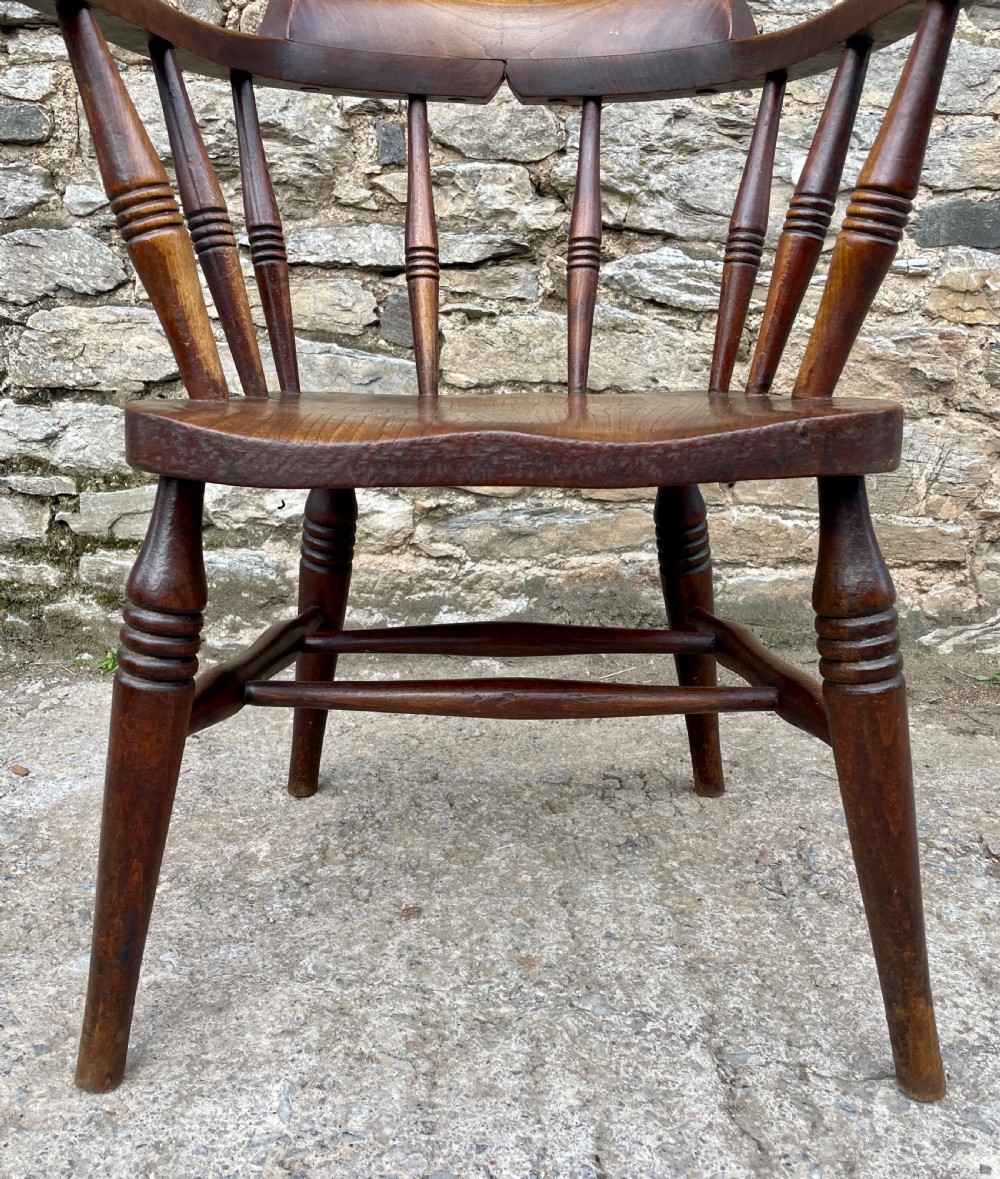 Antique Elm Seated Smoker’s Bow Armchair View XVI