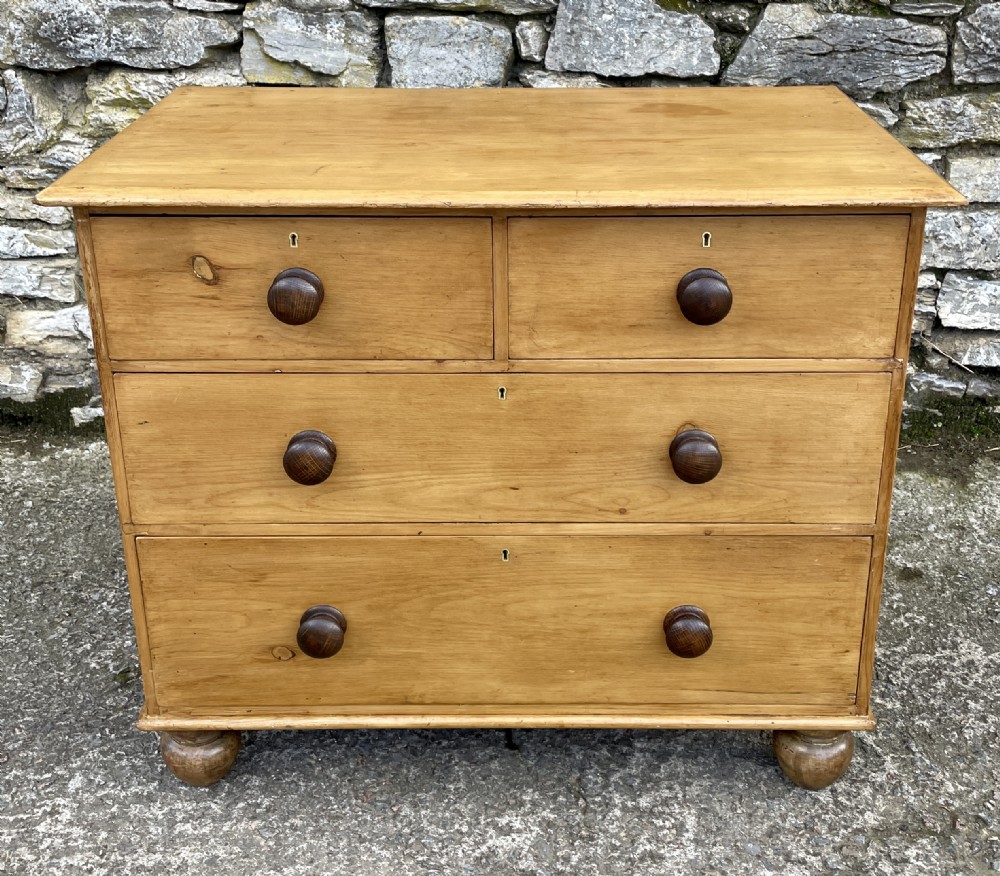 Small Antique Stripped Pine Chest of Drawers