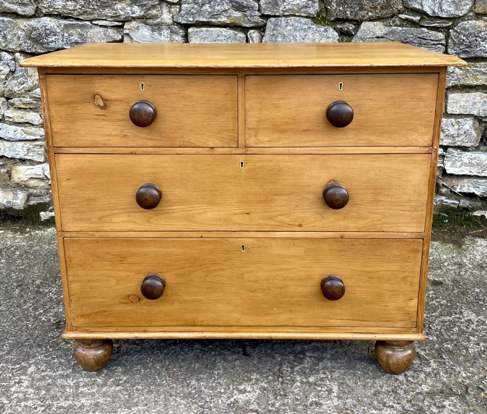 Small Antique Stripped Pine Chest of Drawers View II