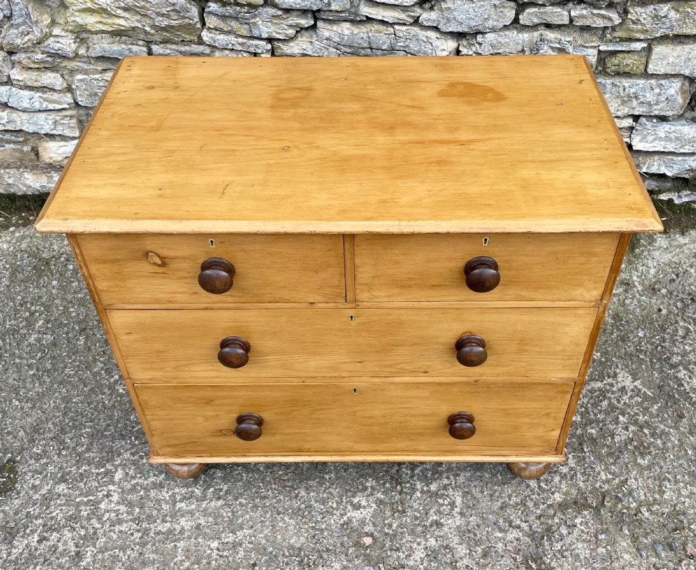 Small Antique Stripped Pine Chest of Drawers View III