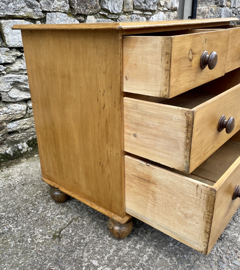 Small Antique Stripped Pine Chest of Drawers View XIII