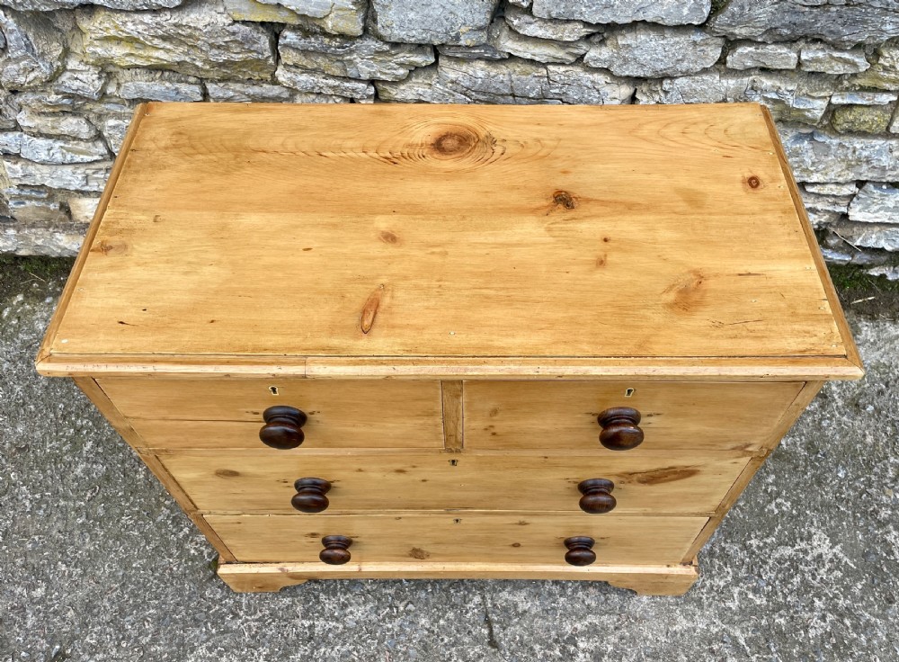 Small Antique Stripped Pine Chest of Drawers View II