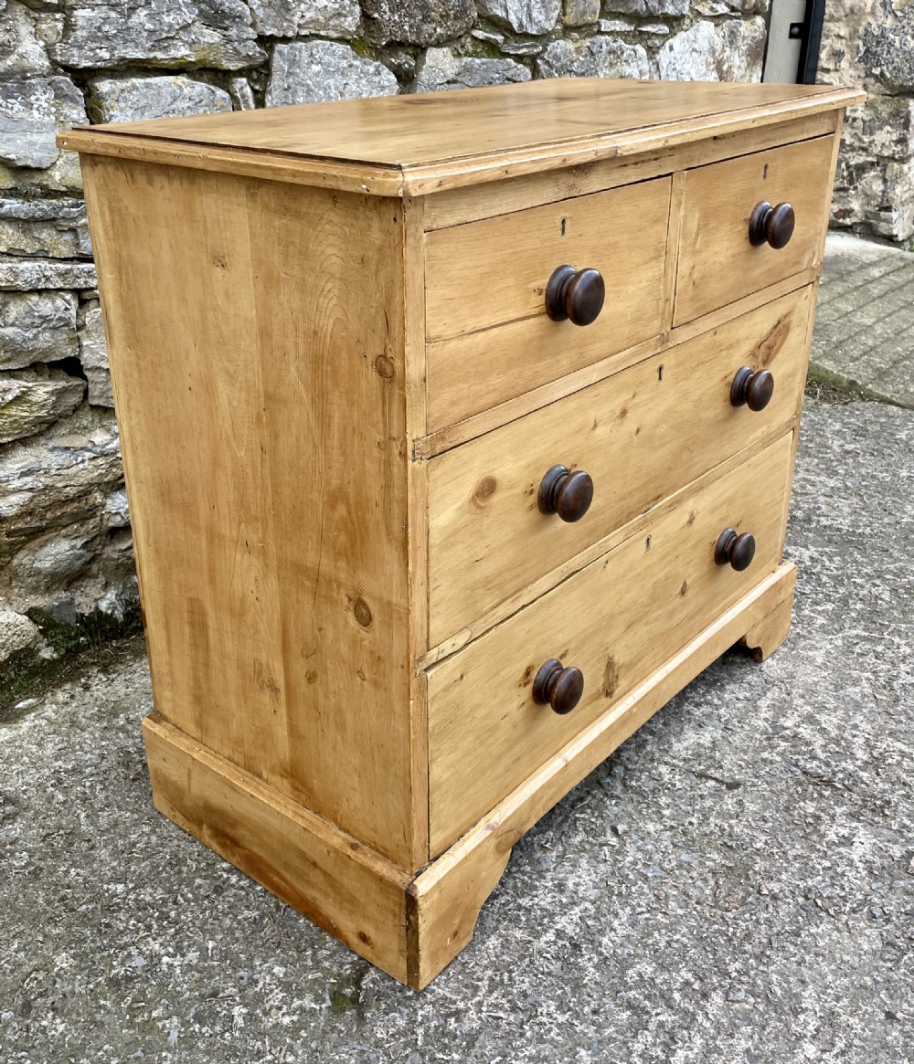Small Antique Stripped Pine Chest of Drawers View VI