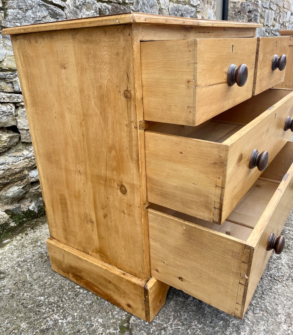 Small Antique Stripped Pine Chest of Drawers View X