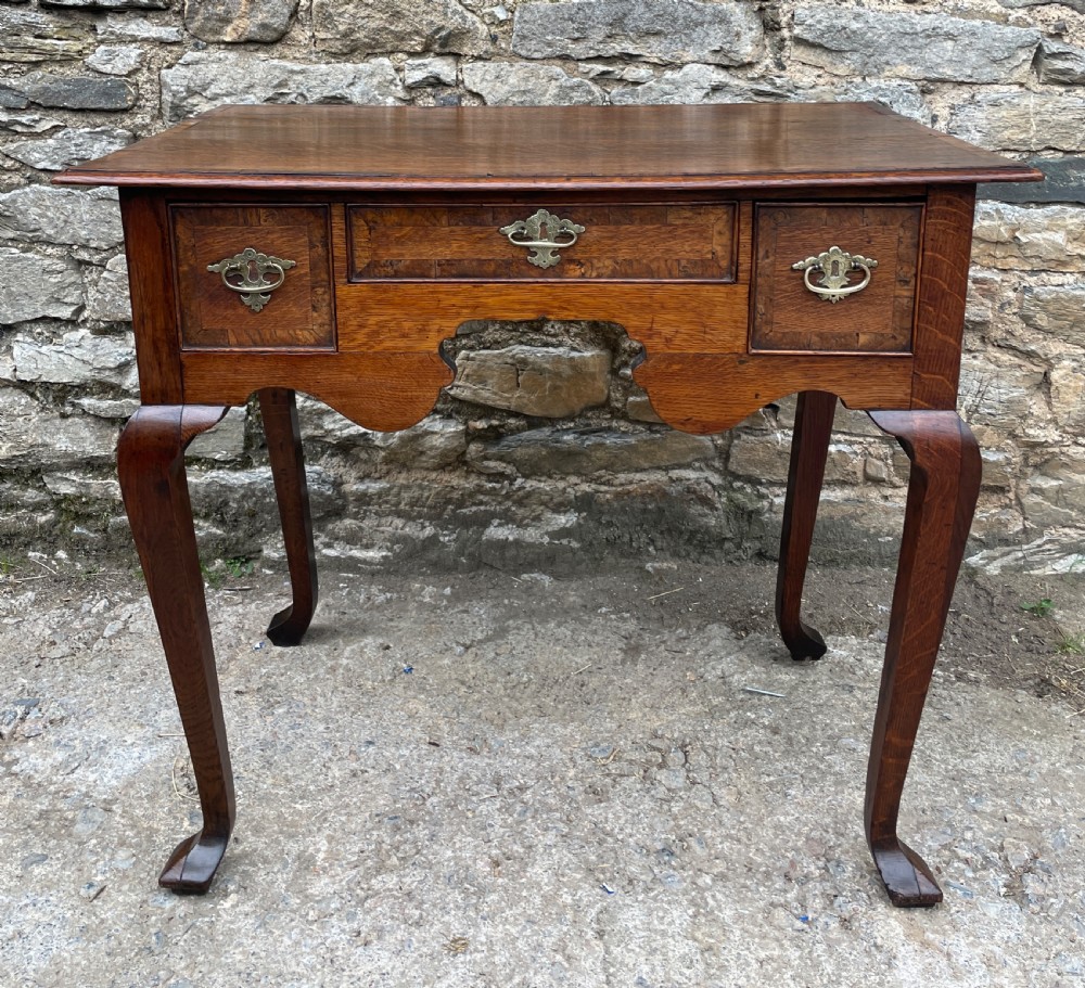 Georgian Oak Crossbanded Lowboy View II