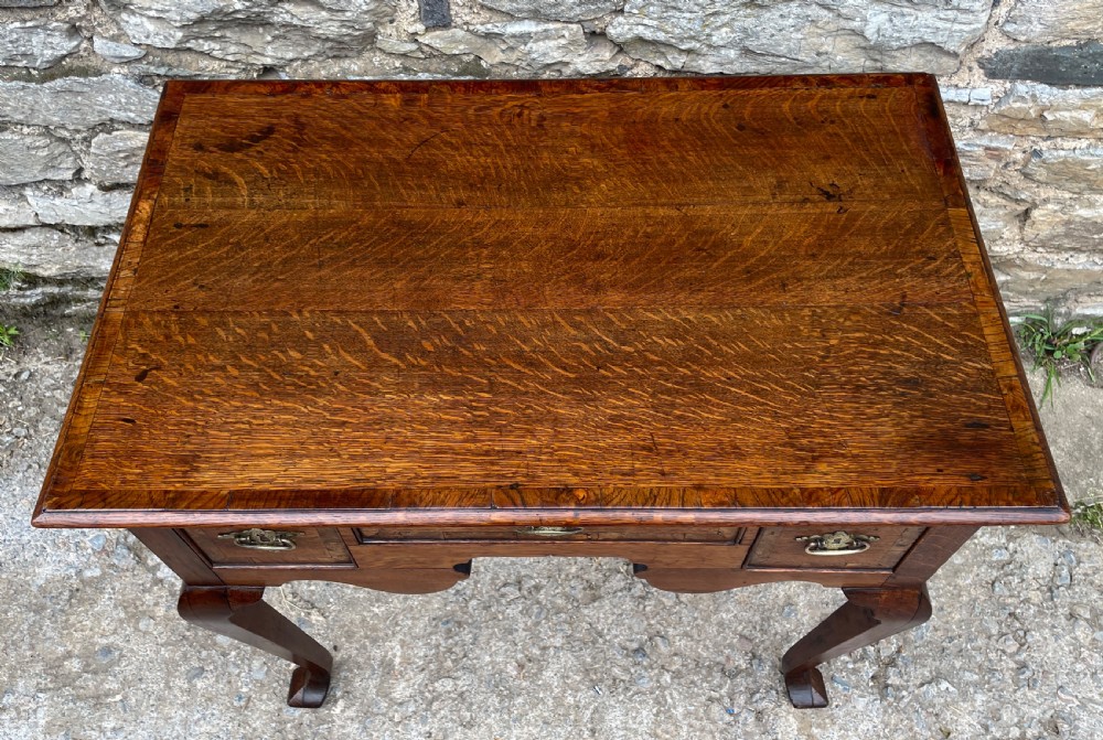 Georgian Oak Crossbanded Lowboy View III