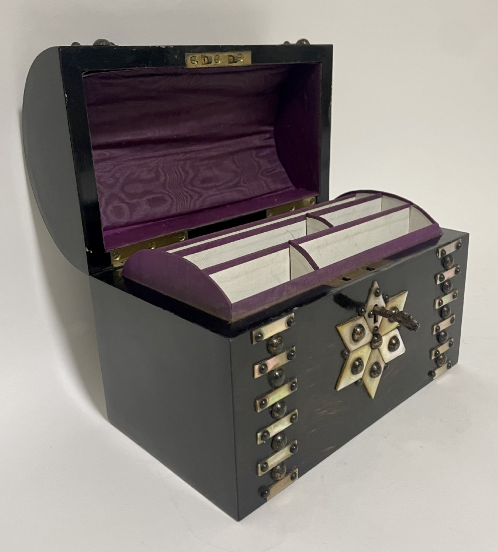 Victorian Coromandel Dome Top Stationery Box View XV