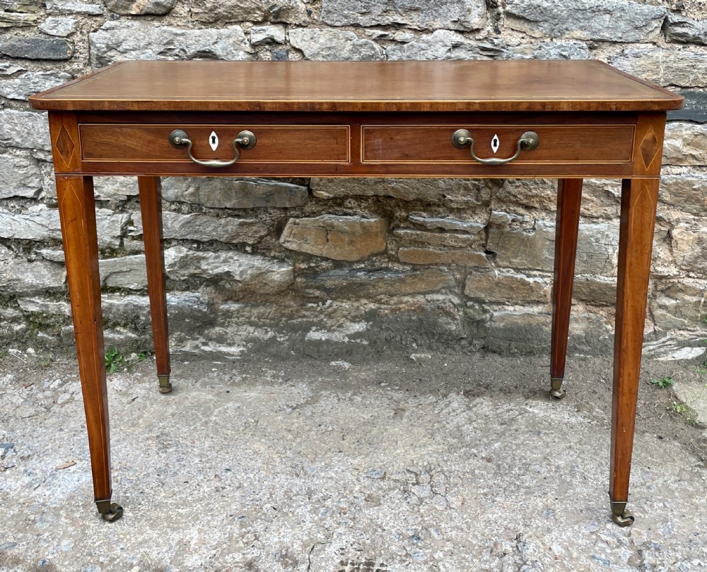 George III Mahogany and Sycamore Strung Writing Table View II
