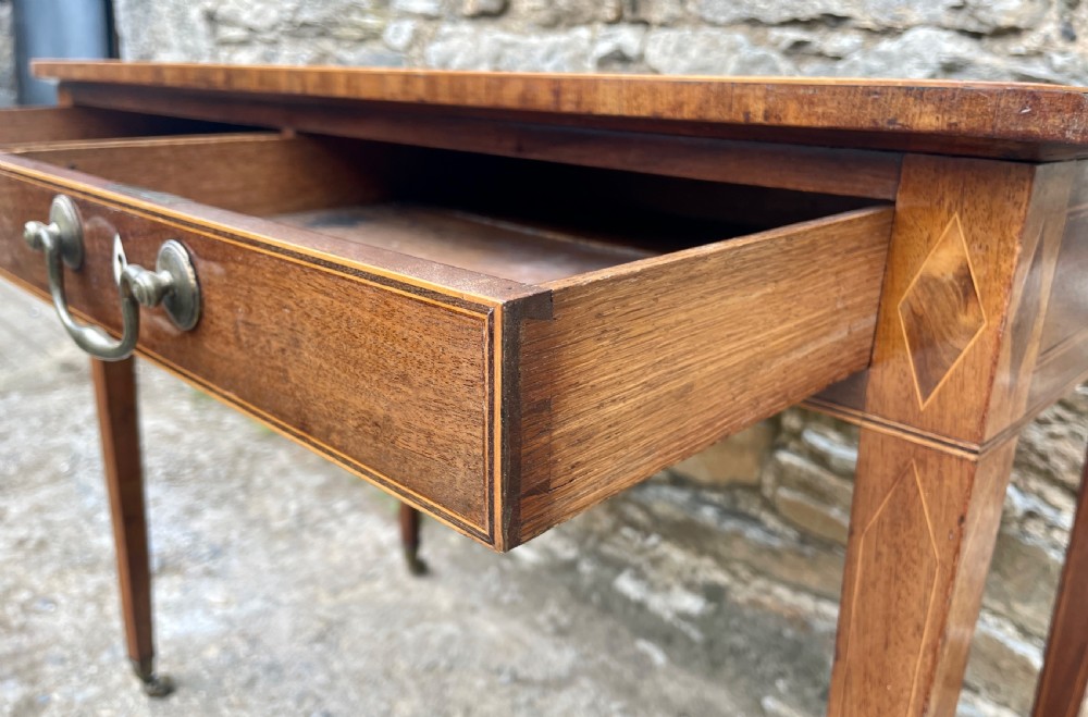 George III Mahogany and Sycamore Strung Writing Table View VIII