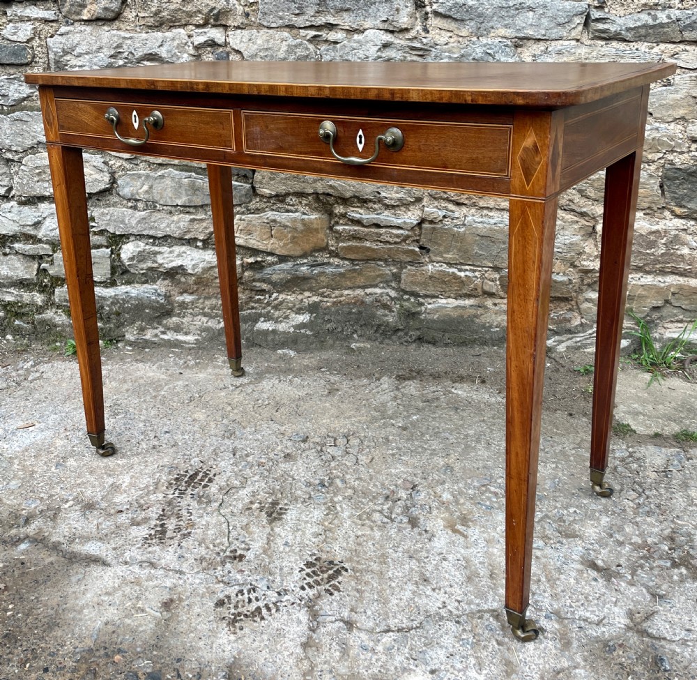 George III Mahogany and Sycamore Strung Writing Table View IX
