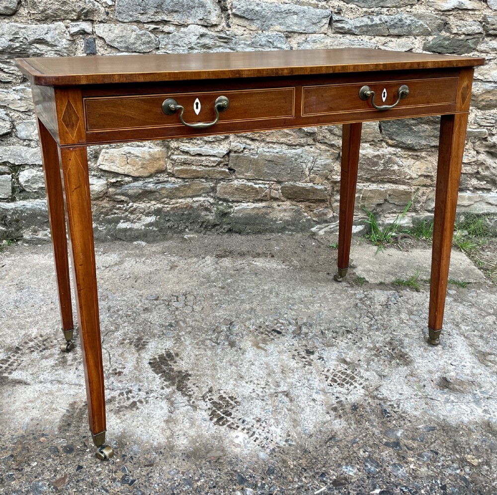 George III Mahogany and Sycamore Strung Writing Table View XVIII