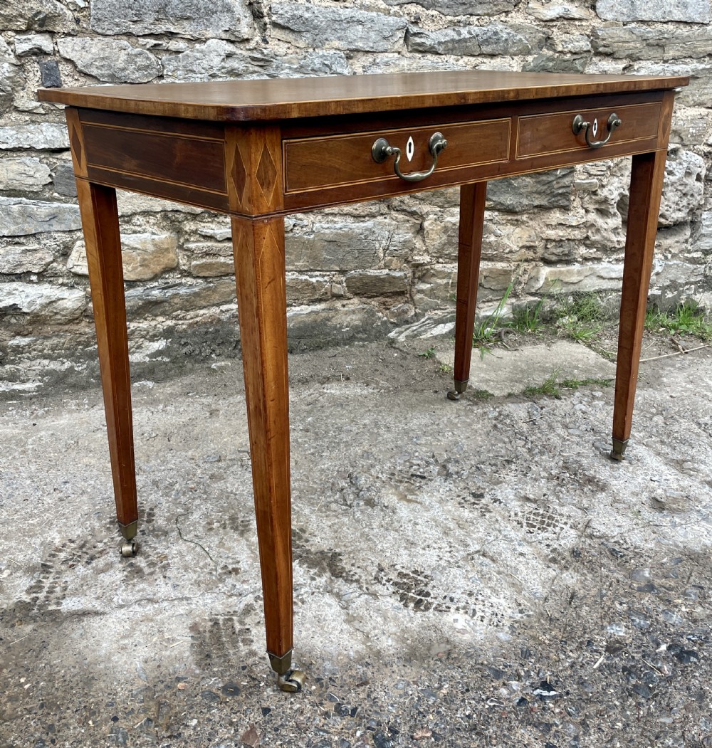 George III Mahogany and Sycamore Strung Writing Table View XIX