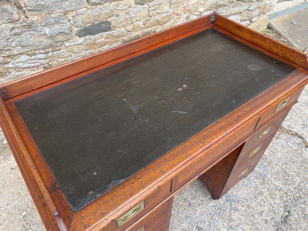 Antique Mahogany Military Campaign Desk View XI