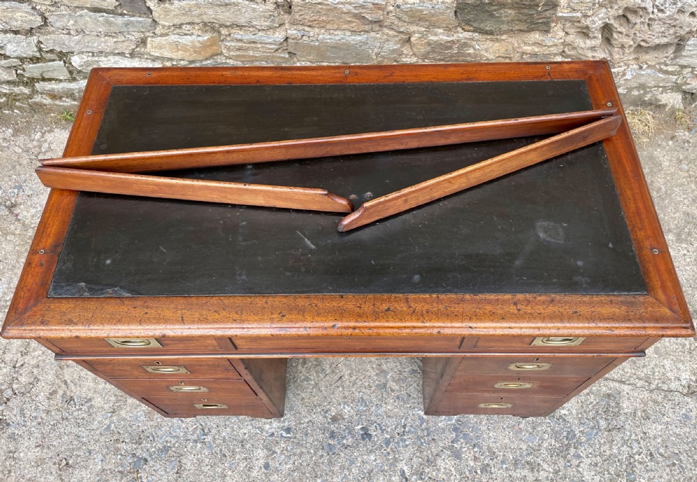 Antique Mahogany Military Campaign Desk View XIII
