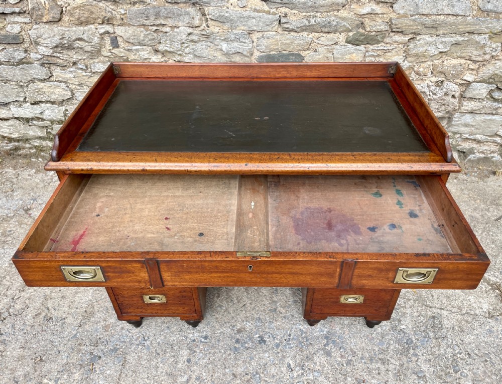 Antique Mahogany Military Campaign Desk View XV