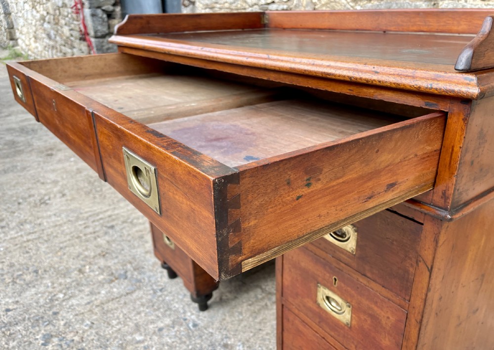 Antique Mahogany Military Campaign Desk View XVI