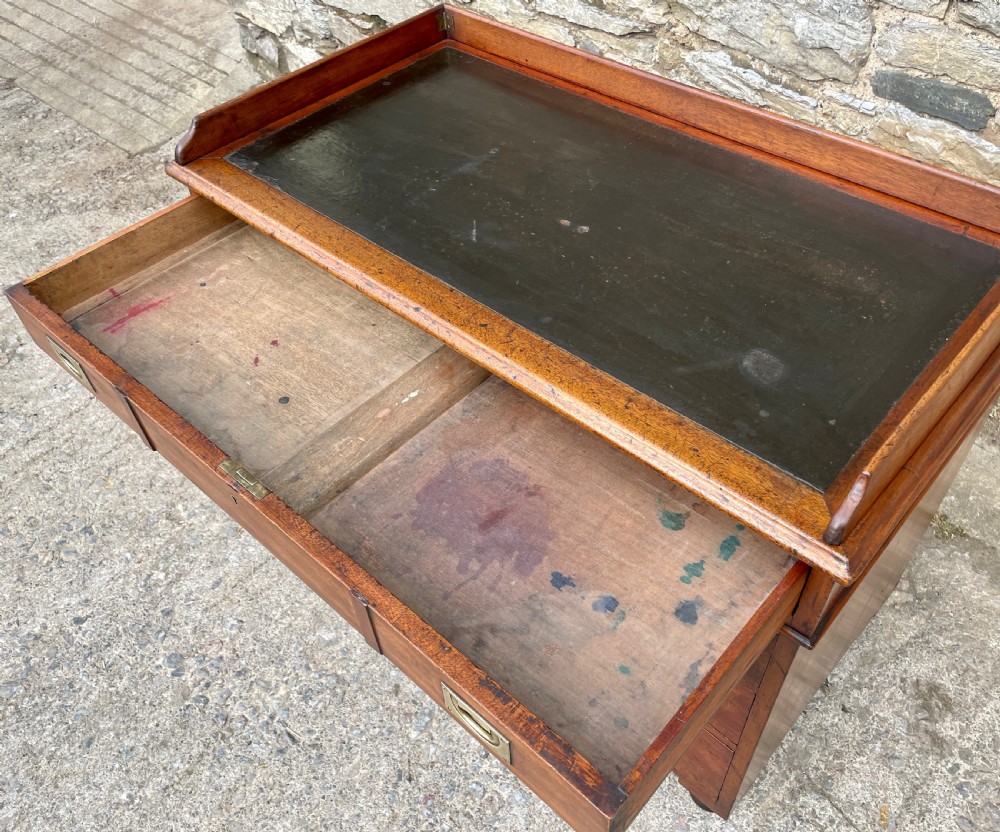 Antique Mahogany Military Campaign Desk View XVII