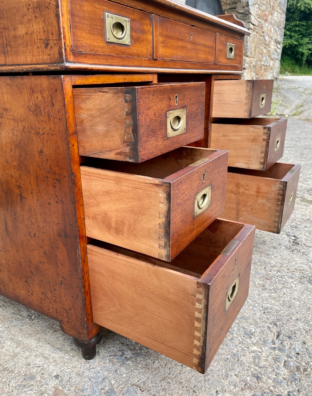 Antique Mahogany Military Campaign Desk View XX